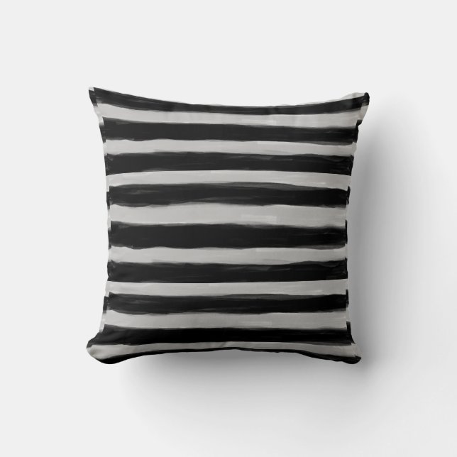 Black and Grey Stripes Cushion (Front)