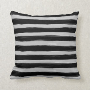 Black and Grey Stripes Cushion