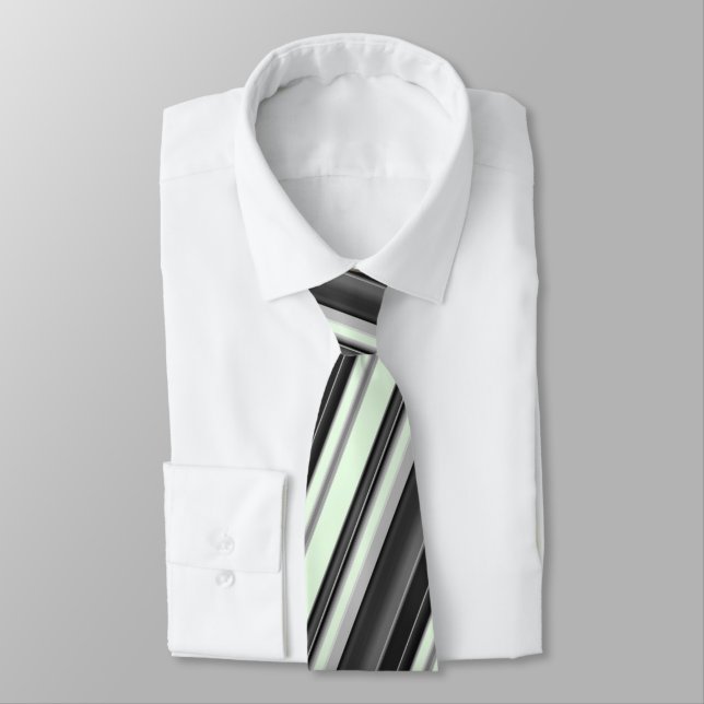 Black and grey stripes on mint green gift tie (Tied)