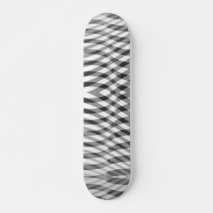 Black and grey stripes overlay skateboard