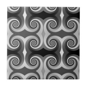 Black and Grey Swirl Pattern Ceramic Tile