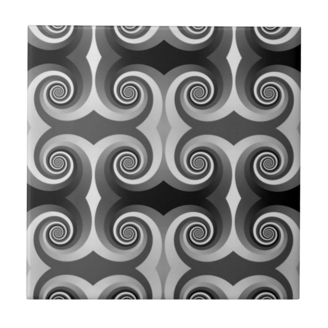 Black and Grey Swirl Pattern Ceramic Tile (Front)