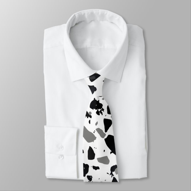 Black and grey terrazzo tile design tie (Tied)