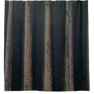 Black and grey textile shower curtain