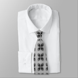 Black And Grey Translucent Textured Feather Tie