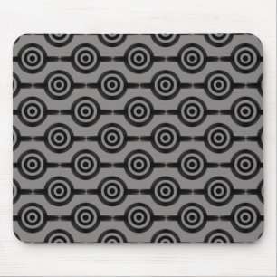 Black and Grey Trendy Circles Mousepad