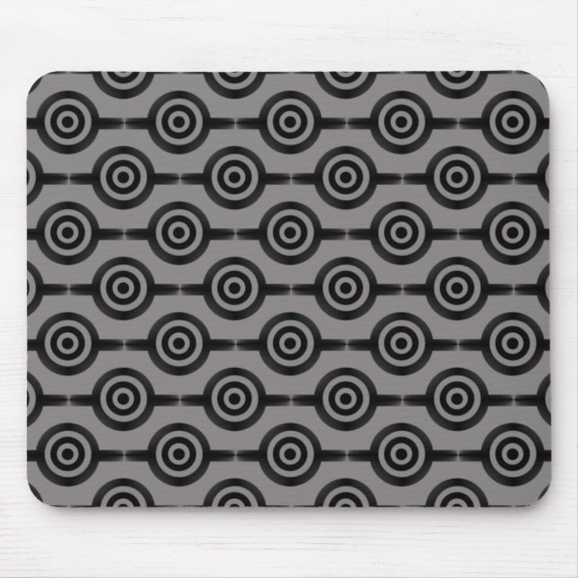 Black and Grey Trendy Circles Mousepad (Front)
