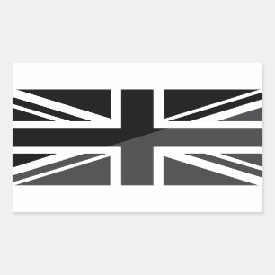 Black and grey Union Jack British(UK) Flag Rectangular Sticker