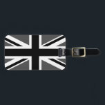 Black and Grey Union Jack Luggage Tag<br><div class="desc">Black and grey pattern based on the Union Jack.</div>