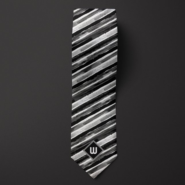 Black and Grey Watercolor Striped Tie (Creator Uploaded)