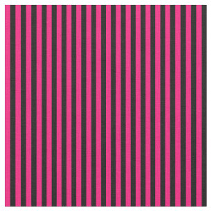 Black and Hot Crimson Pink Stripes Fabric