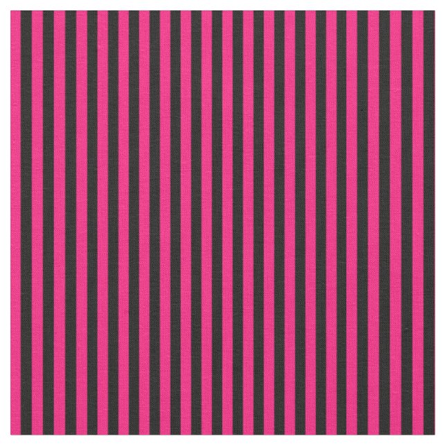 Black and Hot Crimson Pink Stripes Fabric (Close Up)