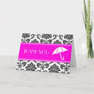 Black and Hot Pink Bridal Shower Thank You Card