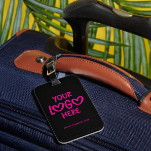 Black and Hot Pink Business Logo Site Luggage Tag