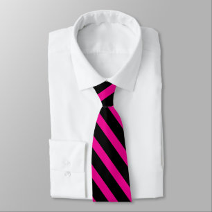 Black and Hot Pink Geometric Stripes Tie