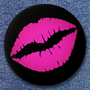 Black and Hot Pink Ombre Kiss 7.5 Cm Round Badge