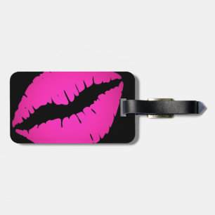 Black and Hot Pink Ombre Lipstick Kiss Luggage Tag