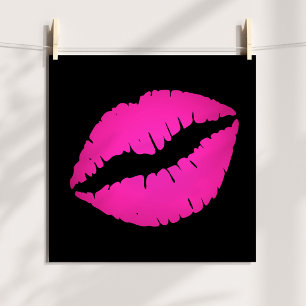 Black and Hot Pink Ombre Lipstick Kiss Poster