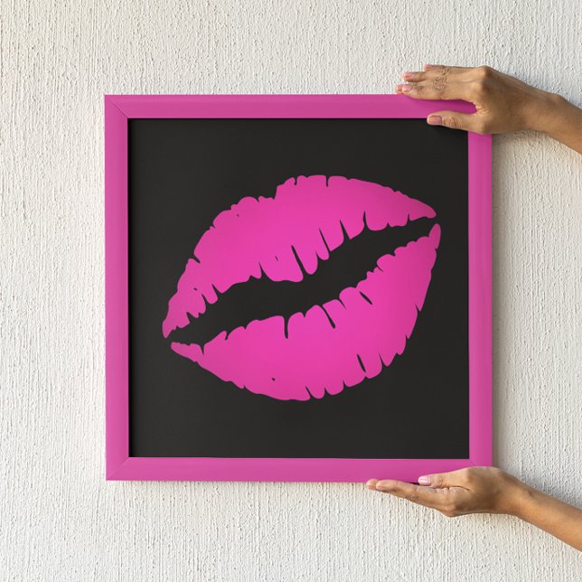 Black and Hot Pink Ombre Lipstick Kiss Poster (Creator Uploaded)