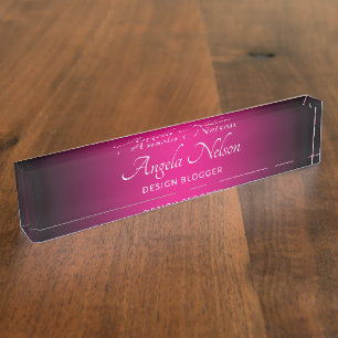 Black and Hot Pink Ombre Nameplate