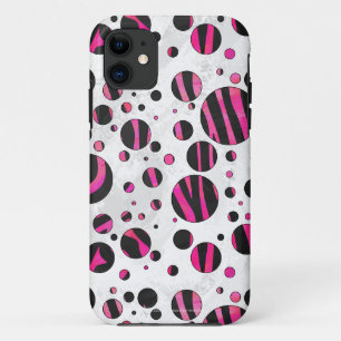 Black and Hot Pink Piloka Dot Zebra iPhone 11 Case