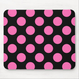 Black and Hot Pink Polka Dots Mouse Pad