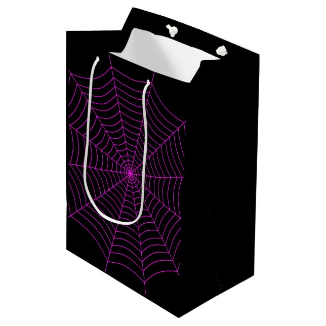 Black and hot pink spider web Halloween pattern Medium Gift Bag (Front Angled)