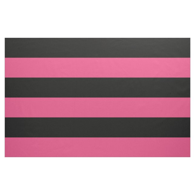 Black and Hot Pink Wide Stripes Large Scale Fabric (Yard)