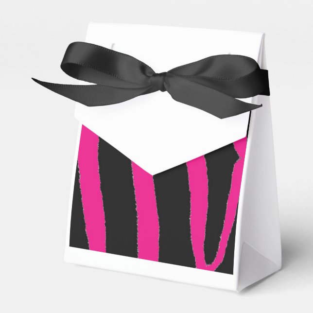 Black and Hot Pink Zebra Pattern Favour Box (Front Side)