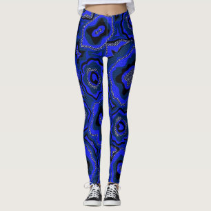 Black and indigo blue abstract pattern. leggings