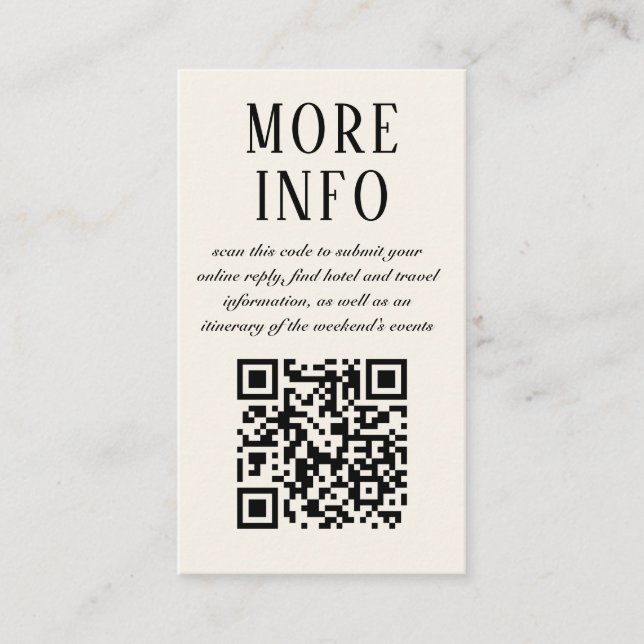 Black and Ivory Art Deco Wedding Info Card (Front)