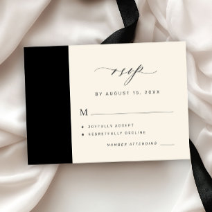 Black and ivory elegant simple wedding RSVP Enclosure Card