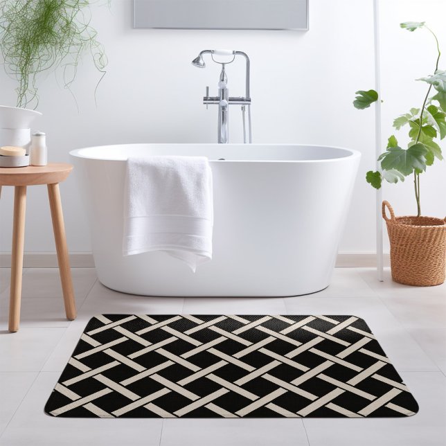 Black and Ivory Lattice | Modern Farmhouse Bath Mat (Creator Uploaded)