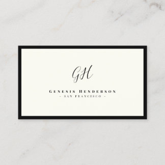 Black and Ivory Luxury Monogram | Chic Minimalist Business Card