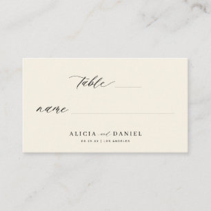 Black and ivory minimalist elegant wedding place card