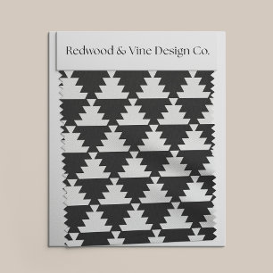 Black and Ivory Modern Aztec Geometric Pattern Fabric