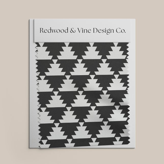Black and Ivory Modern Aztec Geometric Pattern Fabric (Creator Uploaded)