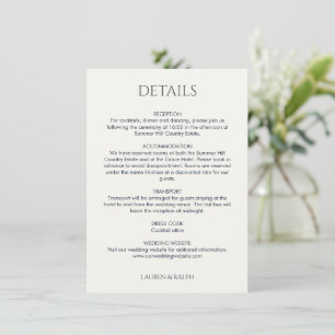 Black and Ivory Monogrammed Wedding Details  Enclosure Card