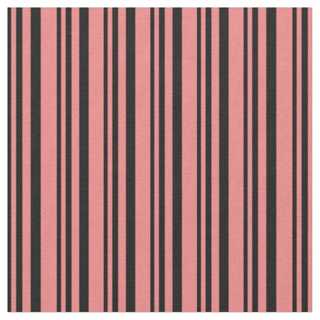 Black and Light Coral Coloured Stripes Fabric (Close Up)