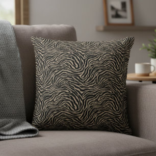 Black and Light Cream Zebra Pattern Decorative Cushion