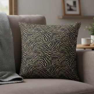Black and Light Cream Zebra Pattern Decorative Cushion