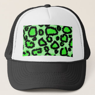 Black and Lime Green Leopard Print Pattern. Trucker Hat