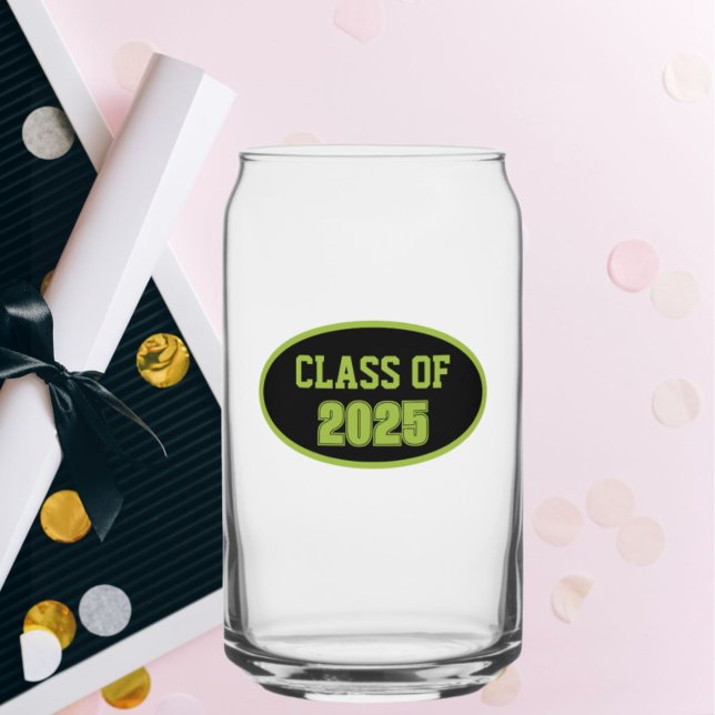 Black and Lime Green School Colours Class Year Can Glass (In Situ (Graduation))