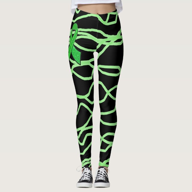 Black and Lime Green Squiggly Lyme Leggings (Front)