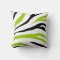 Black and Lime Green Zebra Stripes Print Pillow