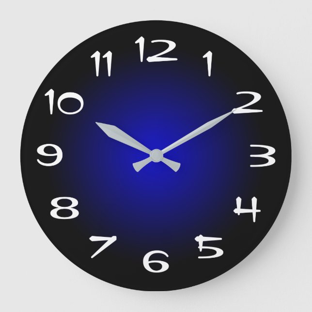 Black and Medium Blue Radial Gradient Large Clock (Front)