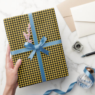Black and Metallic Gold Chevron Pattern Classic Wrapping Paper