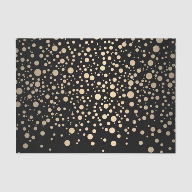 Black and Metallic Gold Confetti Tissue Paper (Front)