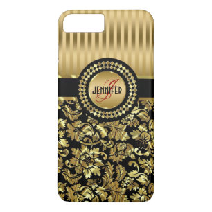 Black And Metallic Gold Vintage Floral Damasks Case-Mate iPhone Case