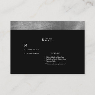 Black and Metallic Silver Wedding RSVP QR Code Enclosure Card
